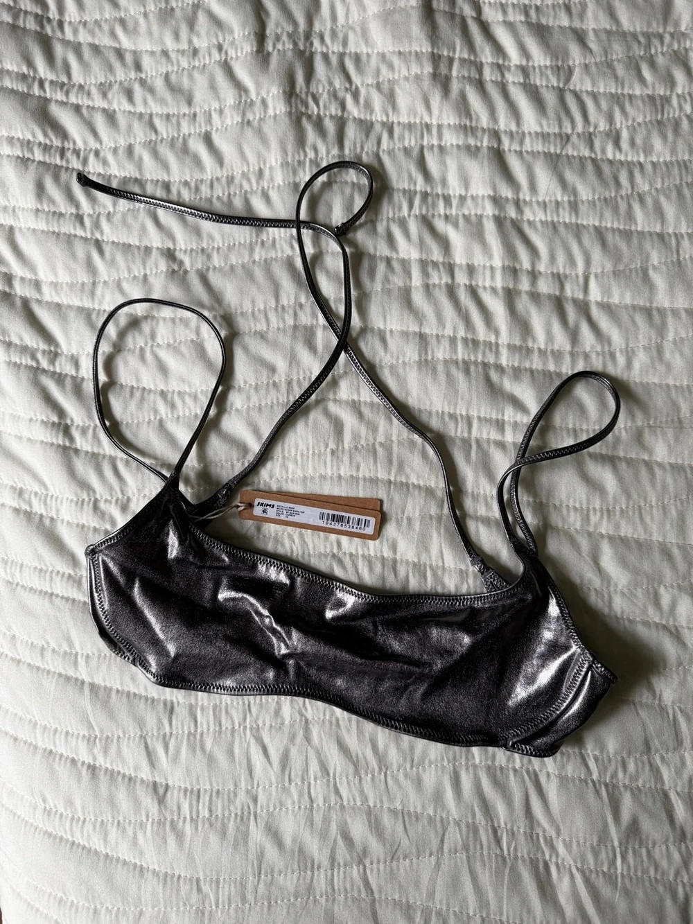 SKIMS Metallic micro scoop bikini top